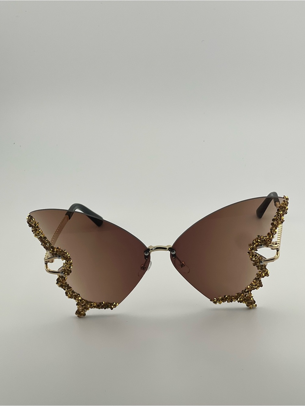 Crystal-Trim Brown Lens Womens Sunglasses